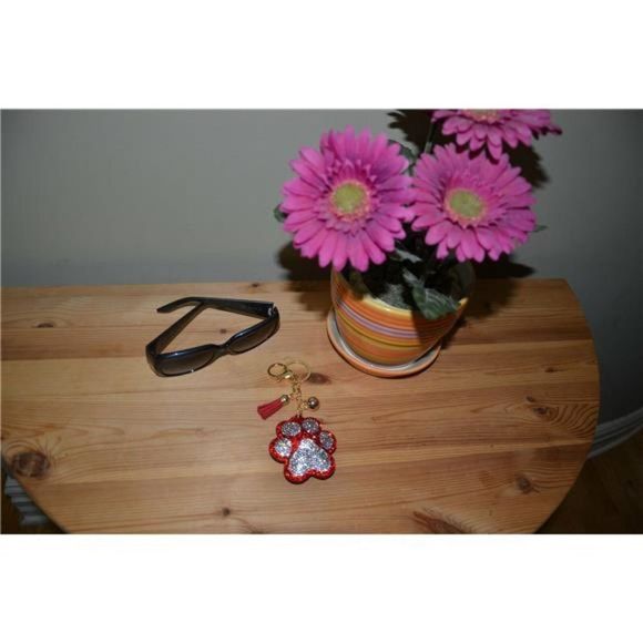 Paw Print Keychain for Dog Lovers Rhinestone Girly Backpack Clip Crystal Bag... - Picture 4 of 7
